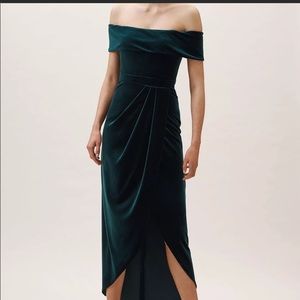 Anthropologie BHLDN Edison Emerald Velvet Dress size 16